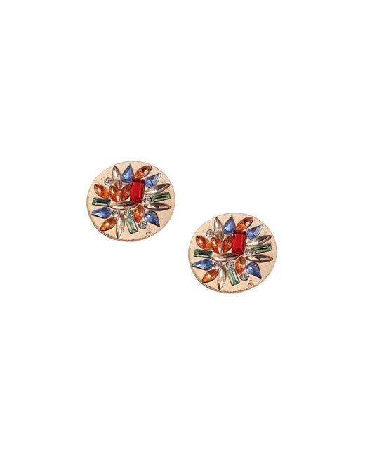 SOH Metallic Circular Crystal Stud Earrings