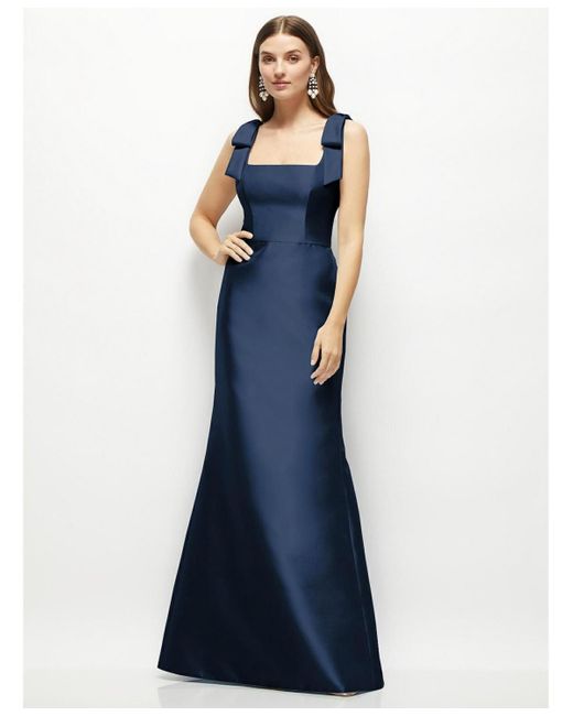 Alfred Sung Satin Fit And Flare Maxi Dress in Blue Lyst — free download