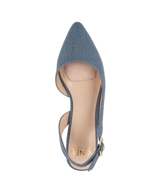 Jones New York Blue Candree Pointed Toe Block Heel Slingback Pumps