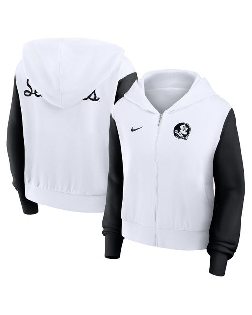 Nike Blue Florida State Seminoles Cropped Beyond Capability Color-block Script Full-zip Hoodie