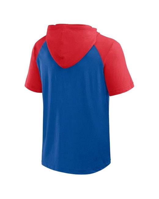 LOGO ATHLETIC Blue Â Fanatics Chicago Cubs Prime Raglan Short Sleeve Hoodie T-shirt for men