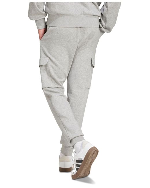 Adidas Gray Essentials Fleece Cargo Pants for men