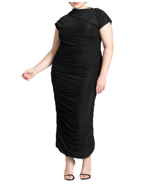 Eloquii Black Plus Size Draped Asym Dress