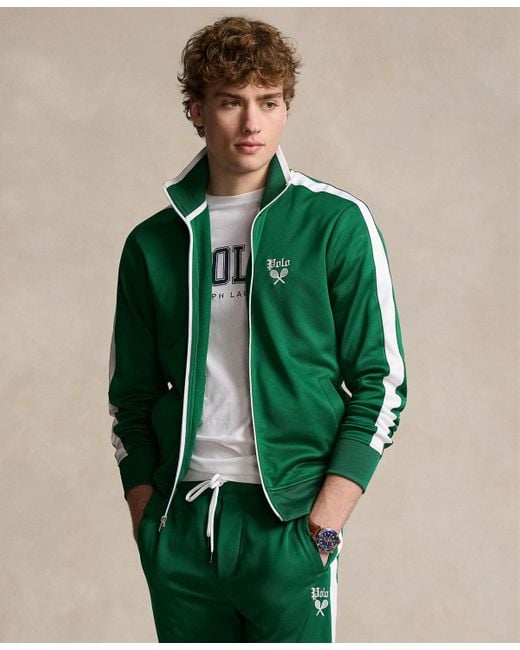 Polo Ralph Lauren Green Embroidered Fleece Track Jacket for men