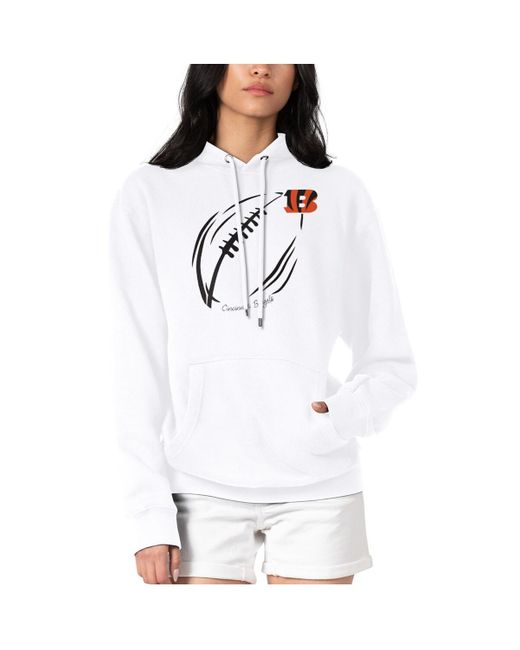 G-III 4Her by Carl Banks White Cincinnati Bengals Football Logo Fleece Tri-blend Pullover Hoodie