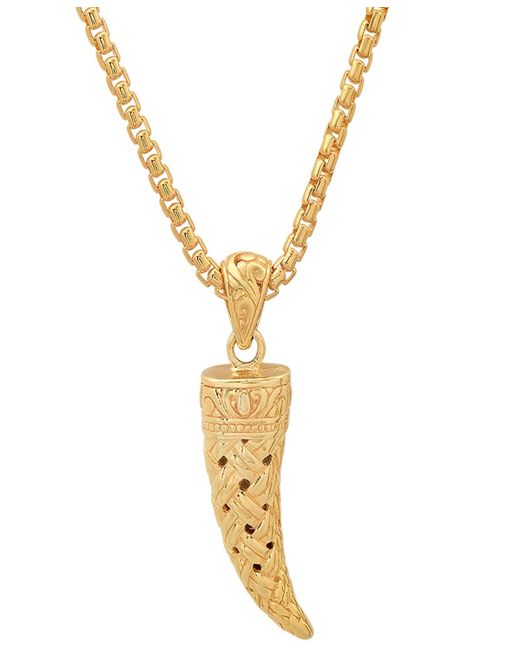 Steeltime Metallic 14k Plated Horn Pendant Necklace for men