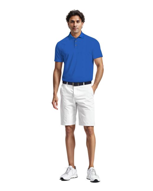 PGA TOUR Blue Airflux Regular-fit Mesh Performance Golf Polo Shirt for men