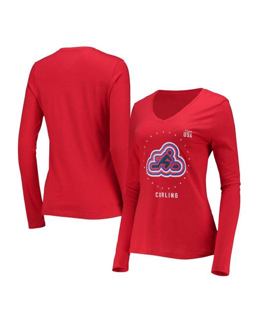Fanatics Branded Red Team Usa Curling Long Sleeve T-shirt