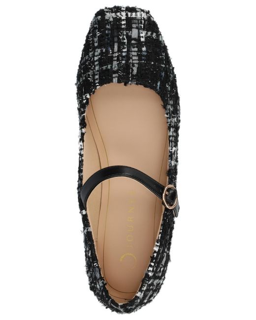 Journee Collection Carrie Square Toe Mary Jane Flats in Black | Lyst