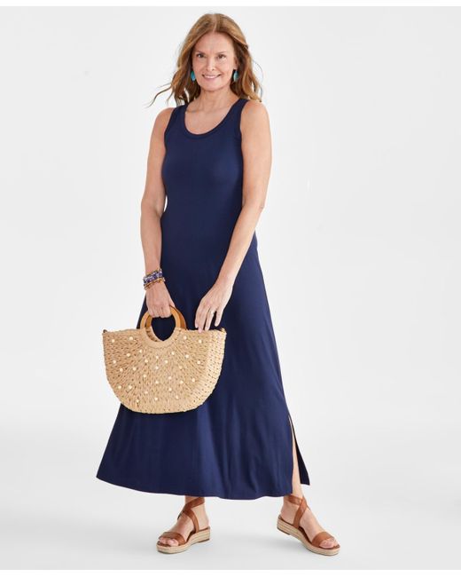 Style & Co. Blue Sleeveless Knit Maxi Dress