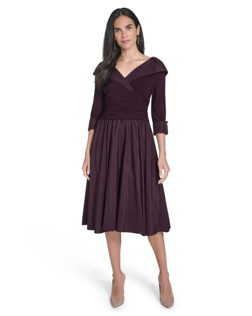 green emerald velvet dress Mixed Media Fit and Flare Sweater Dress  English Factory