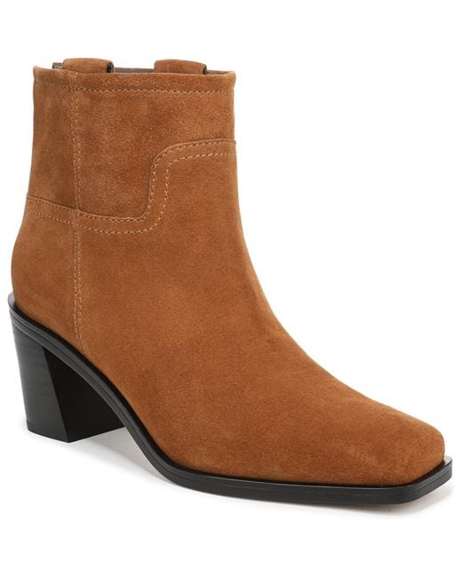 Franco Sarto Ivanna Square Toe Pull On Short Boots in Brown | Lyst