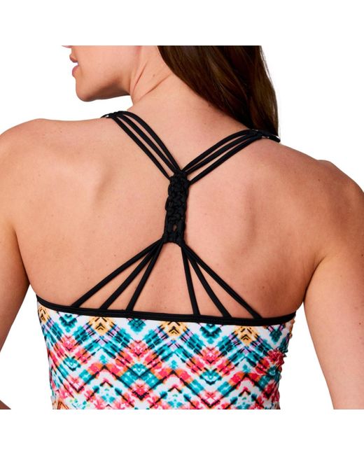 Free Country Blue Macrame Back Tankini Top