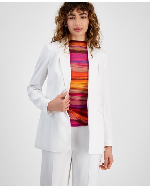 BarIII Notched-collar Open-front Blazer in White | Lyst