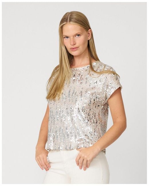 Cable & Gauge White Cluster Sequin Easy Tee