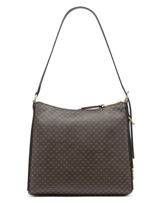 Calvin Klein Gray Mandy Mini Signature Top Zipper Shoulder Bag