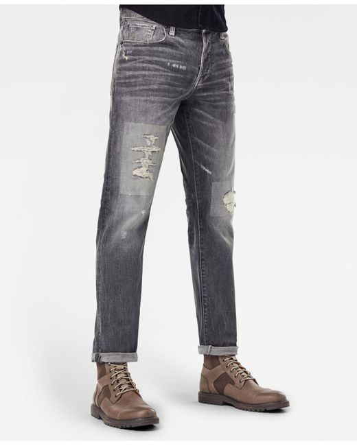 G-Star RAW Gray 3301 Straight Tapered Jeans for men