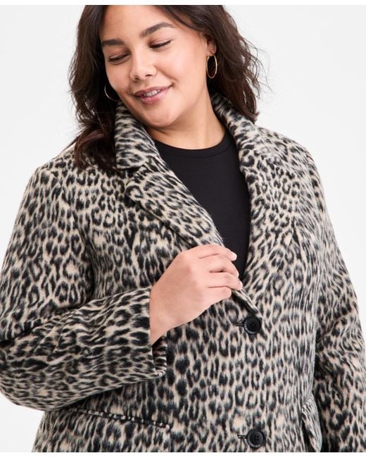 BCBGMAXAZRIA Gray Plus Size Single-breasted Coat