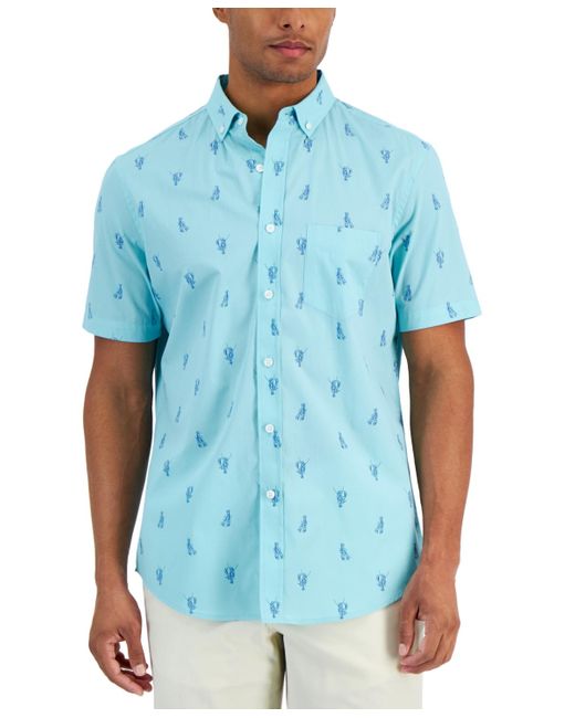 Club Room Blue Lobster-print Poplin Shirt for men