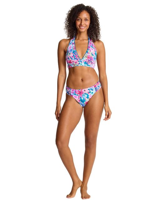 Tommy Bahama Blue Floral Rev Halter Straps Swim Top