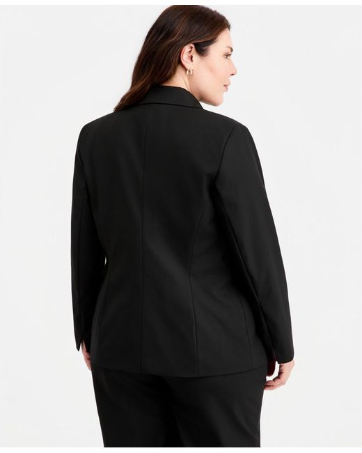 Kasper Black Plus Size Washable Bi-stretch One-button Blazer