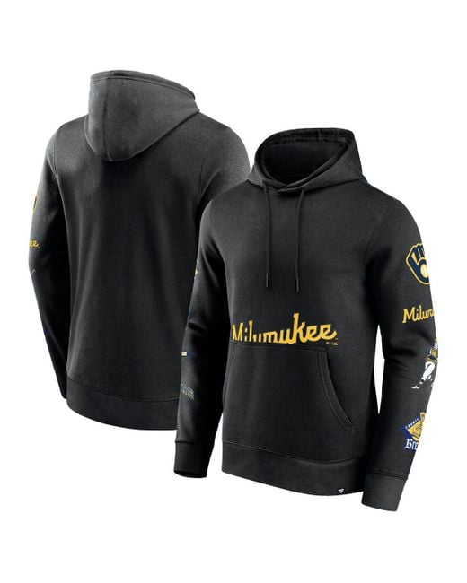 Fanatics Branded Black Milwaukee Brewers Wild Winner Pullover Hoodie for men
