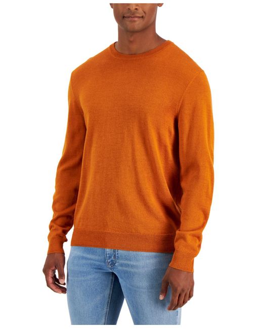 Club Room Solid Crew Neck Merino Wool Blend Sweater, Created For Macy's ...