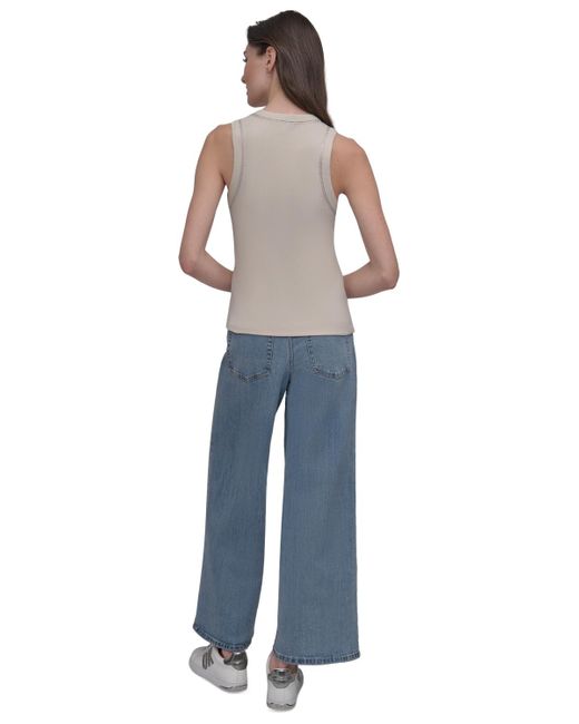 DKNY Gray Studded Crewneck Tank