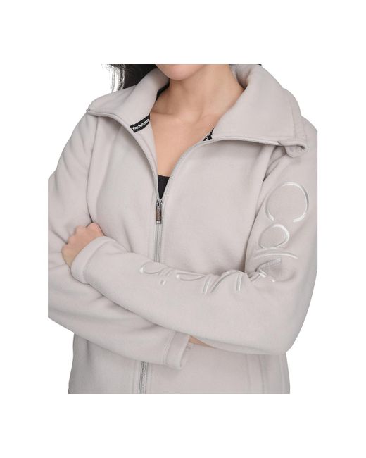 Calvin Klein Gray Active Tech Fleece Mock-neck Jacket