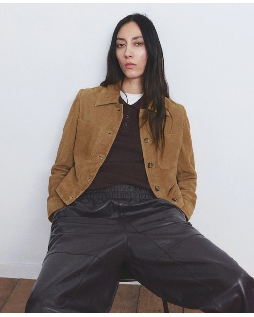 Mango Brown Buttons Suede Jacket