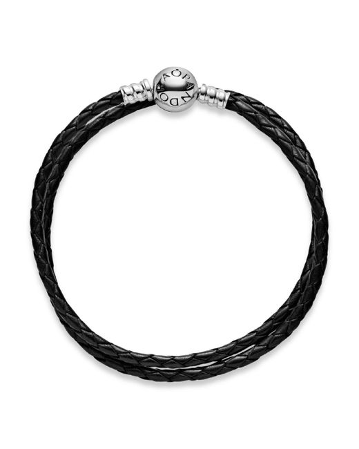 Pandora Black Moments Sterling Silver Double Bracelet