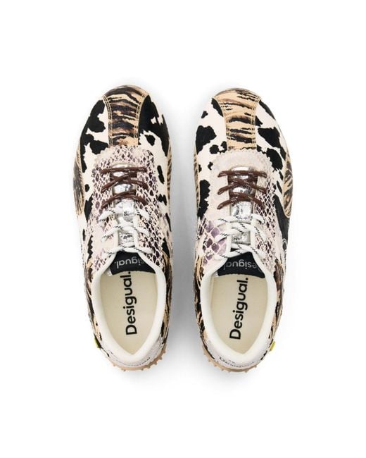 Desigual White Printed Sneakers