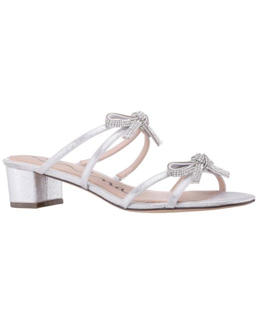 Nina White Georgie Low Block Heel Dress Sandals
