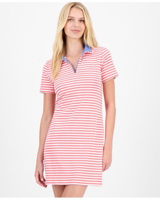 Nautica Pink Striped Polo Dress