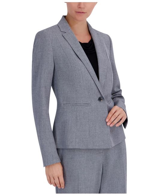 Kasper Gray Collared One-button Blazer