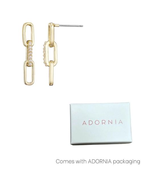 Adornia White Plated Cubic Zirconia Mini Paperclip Drop Earrings