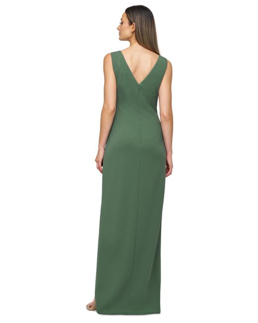 JS Collections Green Tianna Sleeveless Folded-waist Gown