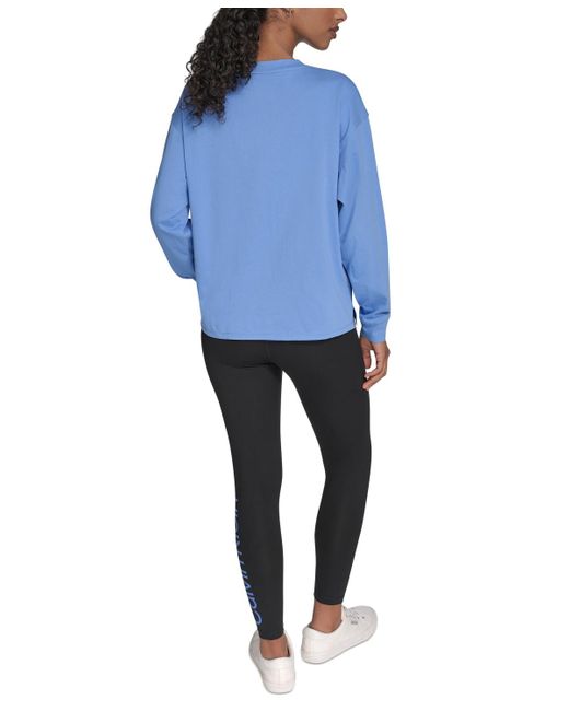 Calvin Klein Blue Performance Long-sleeve Crewneck T-shirt