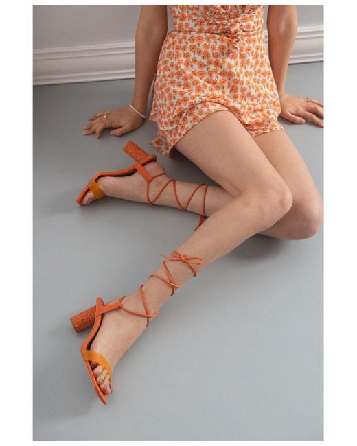 Prologue Shoes Orange Rhea Block Heel Sandal ()