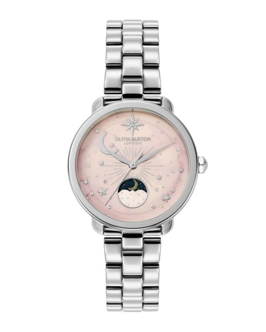 Olivia Burton White Moonphase Tone Stainless Steel Bracelet Watch