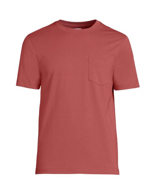 Lands' End Red Short Sleeve Supima T-shirt for men