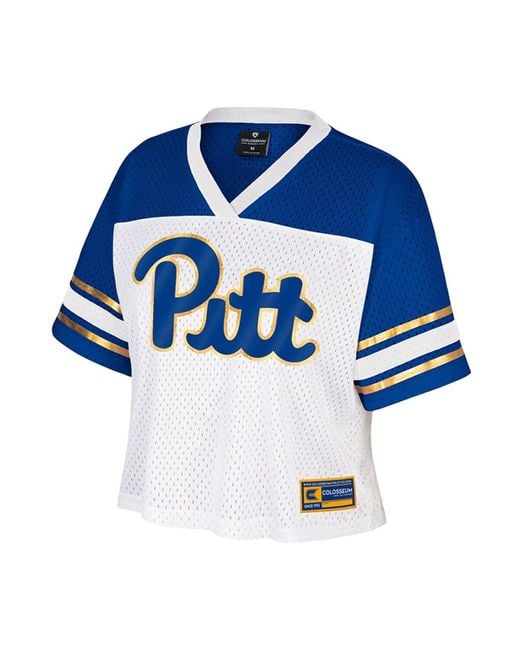 Colosseum Athletics Blue Pitt Panthers Treasure Cropped Football Jersey
