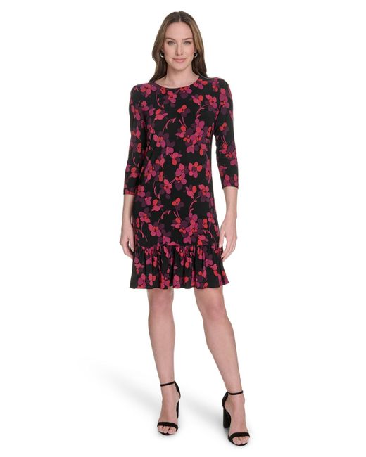 Tommy Hilfiger Red 3/4-sleeve Jersey Shift Dress
