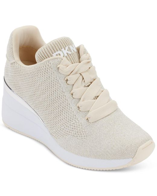 DKNY White Parks Lace-up Wedge Sneakers