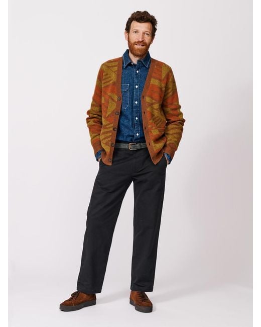 aubi Blue Blake Wool Cardigan Sweater for men