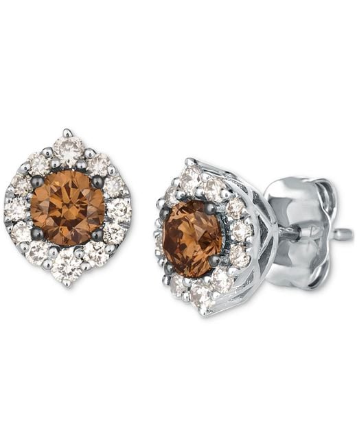Le Vian White Chocolate Diamond & Nude Diamond Halo Stud Earrings (3/4 Ct. T.w.