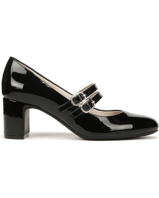LifeStride Black True Almond Toe Block Heel Mary Jane Pumps