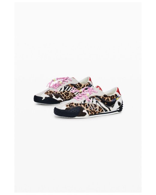 Desigual White Patchwork Animal Print Sneakers