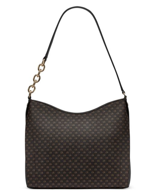 Calvin Klein Black Nova Top Zipper Mini Signature Chain Shoulder Bag