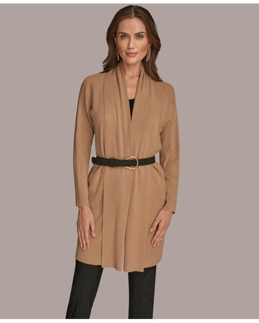 Donna Karan Natural Belted Open-front Cardigan